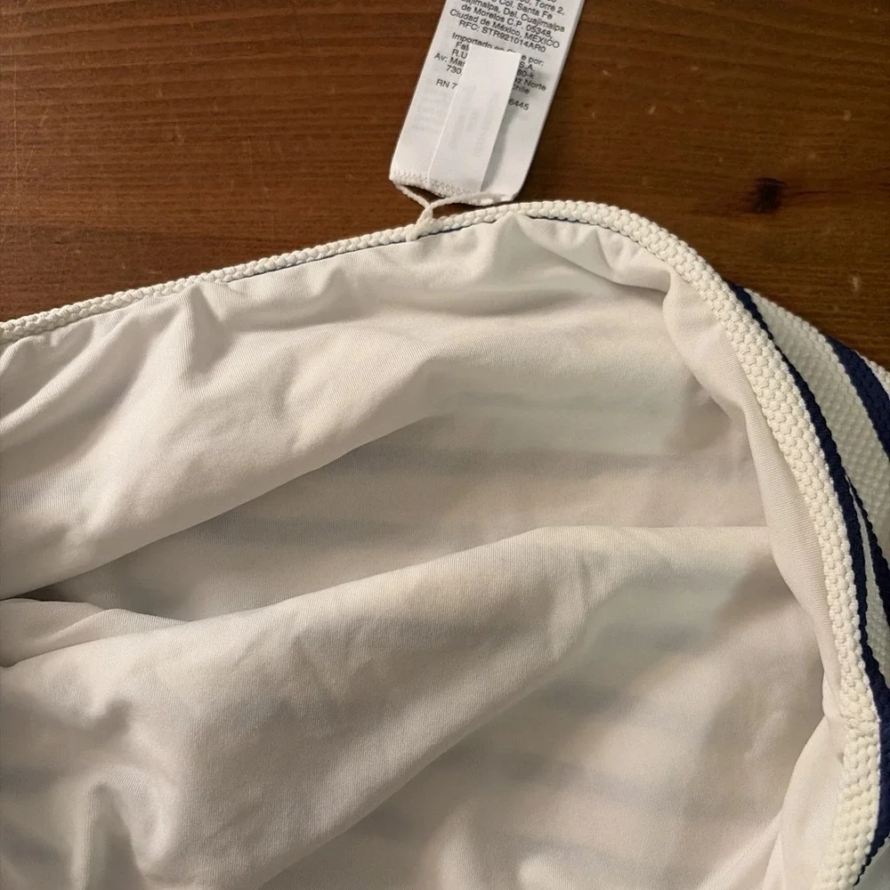 JCREW WOMANS swim High Waisted bottom White/blue Stripe‎ Size XS
